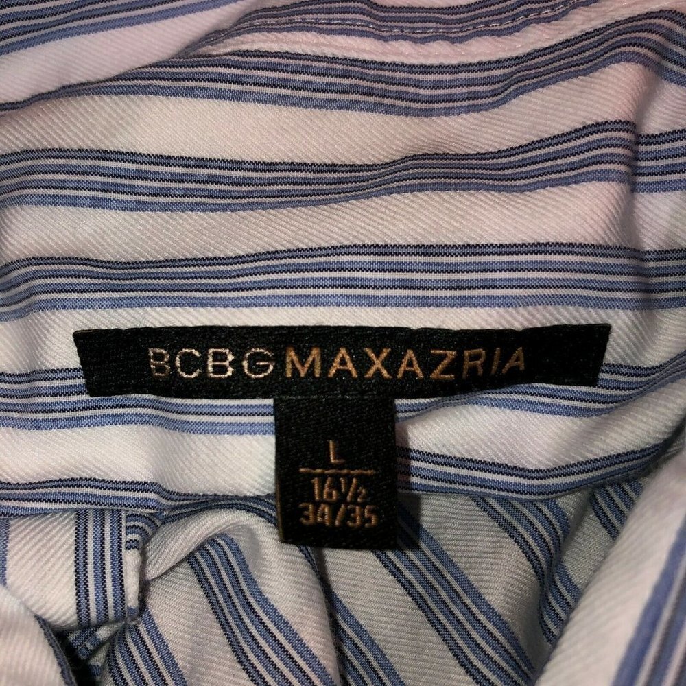 BCBG MAXAZRIA Large Striped Button Front Shirt - Picture 8 of 10